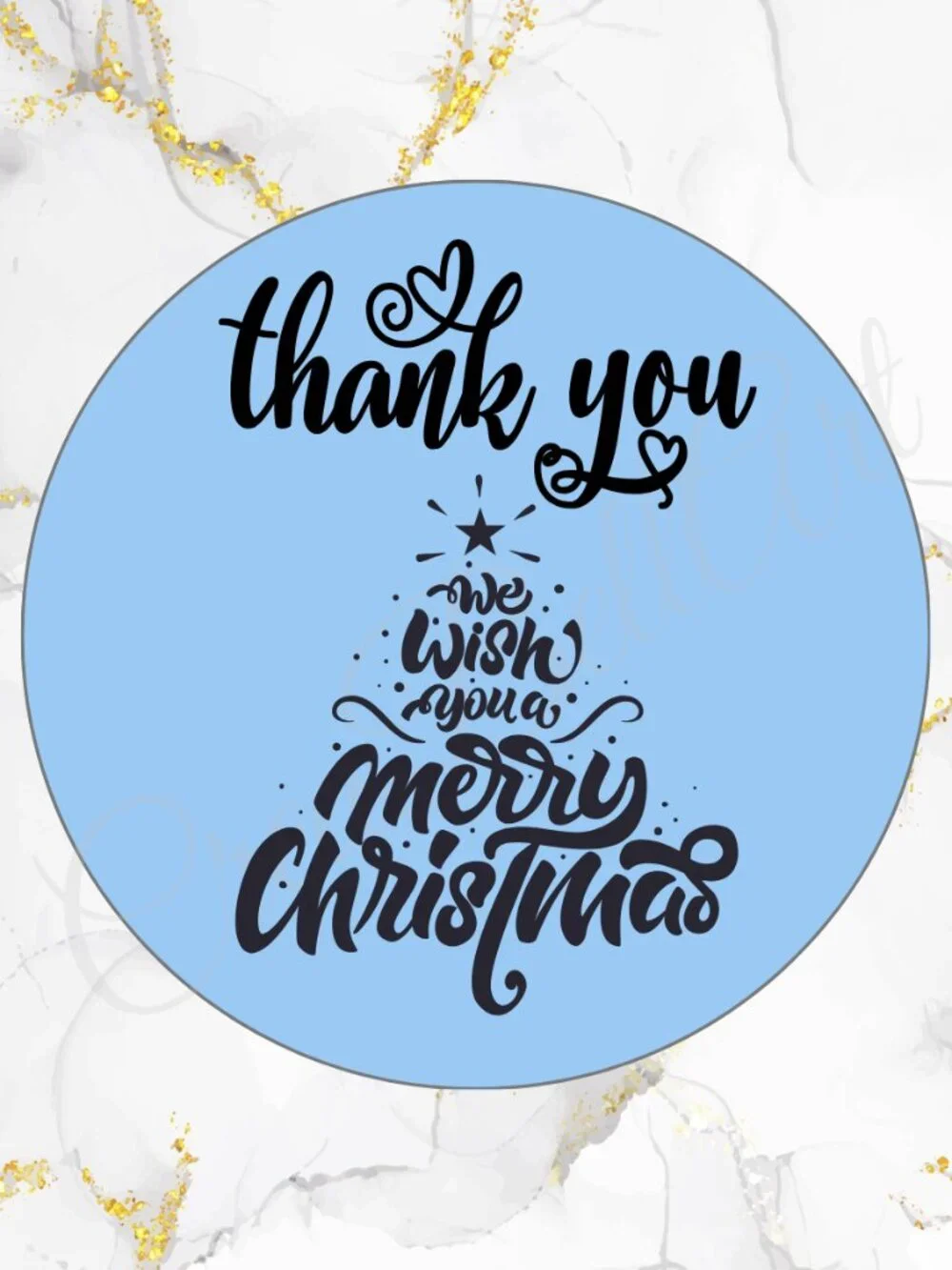 100 Christmas Thank You Stickers –Merry Christmas Tree Design